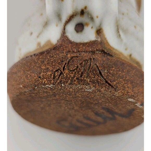 VTG MMS Mahon Ugly FD Funny Face Stoneware Pottery Mug Mustache Signed - Picture 3 of 14